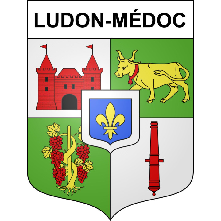 Pegatinas escudo de armas de Ludon-Médoc adhesivo de la etiqueta engomada