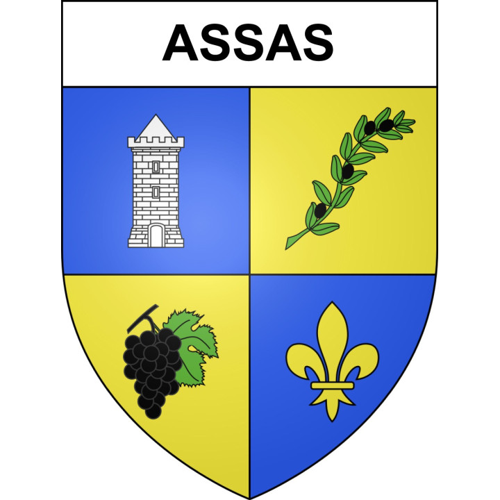 Pegatinas escudo de armas de Assas adhesivo de la etiqueta engomada