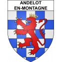 Pegatinas escudo de armas de Andelot-en-Montagne adhesivo de la etiqueta engomada