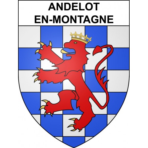 Pegatinas escudo de armas de Andelot-en-Montagne adhesivo de la etiqueta engomada