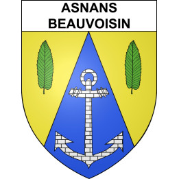 Pegatinas escudo de armas de Asnans-Beauvoisin adhesivo de la etiqueta engomada