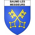 Pegatinas escudo de armas de Baume-les-Messieurs adhesivo de la etiqueta engomada