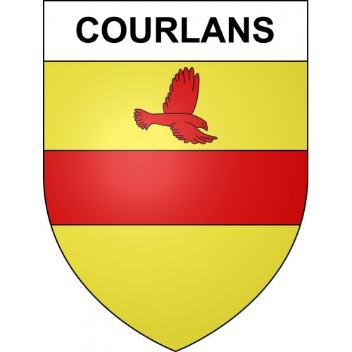 Pegatinas escudo de armas de Courlans adhesivo de la etiqueta engomada