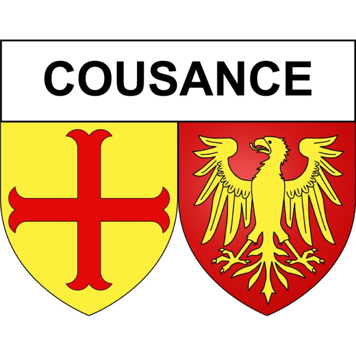 Pegatinas escudo de armas de Cousance adhesivo de la etiqueta engomada