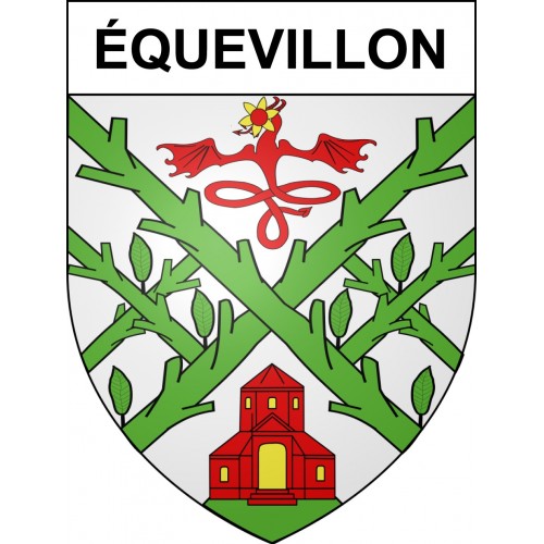 Pegatinas escudo de armas de Équevillon adhesivo de la etiqueta engomada
