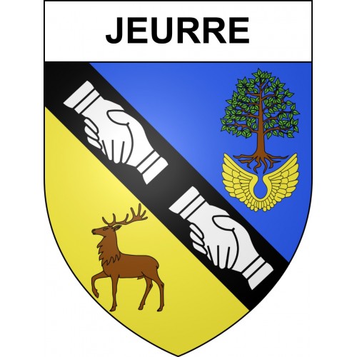 Pegatinas escudo de armas de Jeurre adhesivo de la etiqueta engomada
