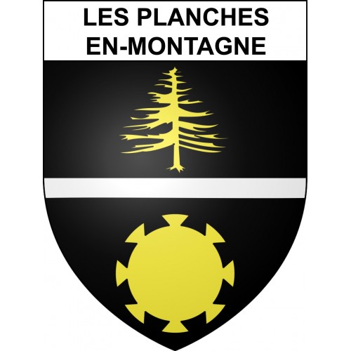 Pegatinas escudo de armas de Les Planches-en-Montagne adhesivo de la etiqueta engomada