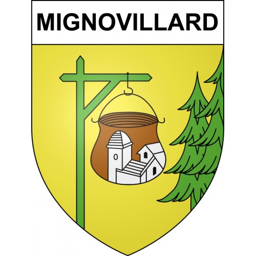 Pegatinas escudo de armas de Mignovillard adhesivo de la etiqueta engomada
