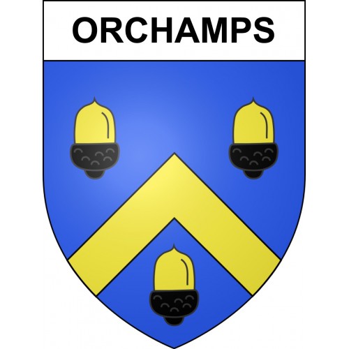 Pegatinas escudo de armas de Orchamps adhesivo de la etiqueta engomada