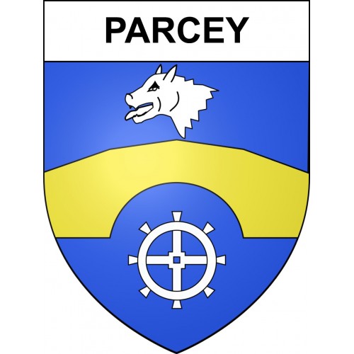 Pegatinas escudo de armas de Parcey adhesivo de la etiqueta engomada