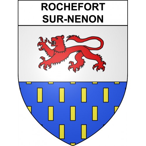 Pegatinas escudo de armas de Rochefort-sur-Nenon adhesivo de la etiqueta engomada