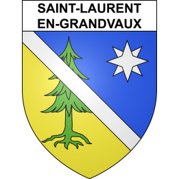 Pegatinas escudo de armas de Saint-Laurent-en-Grandvaux adhesivo de la etiqueta engomada