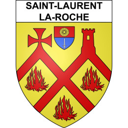 Pegatinas escudo de armas de Saint-Laurent-la-Roche adhesivo de la etiqueta engomada