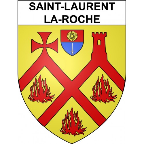 Pegatinas escudo de armas de Saint-Laurent-la-Roche adhesivo de la etiqueta engomada