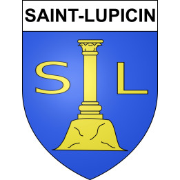 Pegatinas escudo de armas de Saint-Lupicin adhesivo de la etiqueta engomada