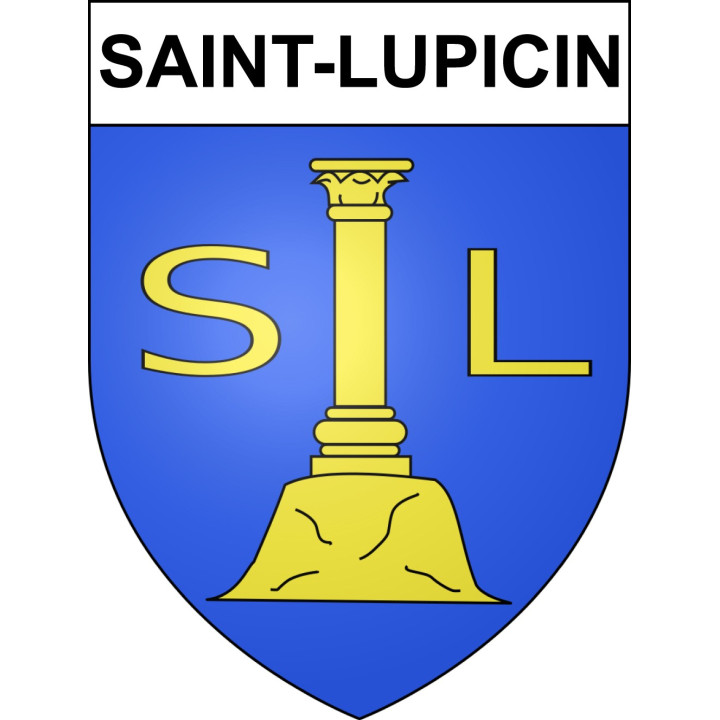 Pegatinas escudo de armas de Saint-Lupicin adhesivo de la etiqueta engomada