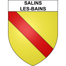 Pegatinas escudo de armas de Salins-les-Bains adhesivo de la etiqueta engomada
