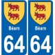 64 Pau sticker plate registration city