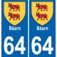 64 Pau sticker plate registration city