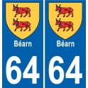 64 Béarn blason 2 autocollant plaque immatriculation auto sticker