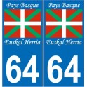 64 Pays Basque Euskal Herria sticker auto autocollant plaque immatriculation