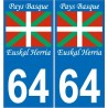 64 Pays Basque Euskal Herria sticker auto autocollant plaque immatriculation