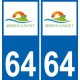 64 Pau logo sticker plate registration city