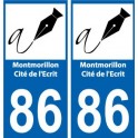 86 Montmorillon cité de l'écrit autocollant plaque immatriculation auto ville sticker