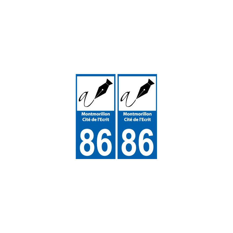 Adesivi Per Targa Auto – Regione Nuova Aquitania (86) – 2 Pezzi, Dimensioni Ufficiali 9,7x4,6 Cm