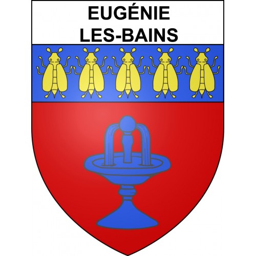 Pegatinas escudo de armas de Eugénie-les-Bains adhesivo de la etiqueta engomada