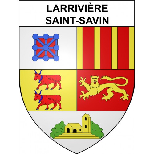 Pegatinas escudo de armas de Larrivière-Saint-Savin adhesivo de la etiqueta engomada