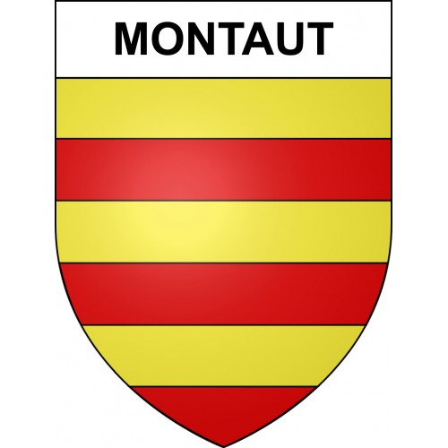 Pegatinas escudo de armas de Montaut adhesivo de la etiqueta engomada