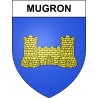 Pegatinas escudo de armas de Mugron adhesivo de la etiqueta engomada