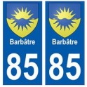 85 Barbâtre city sticker plate coat of arms 