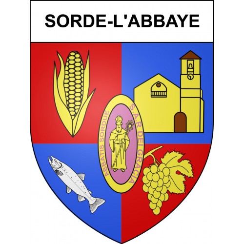 Pegatinas escudo de armas de Sorde-l'Abbaye adhesivo de la etiqueta engomada