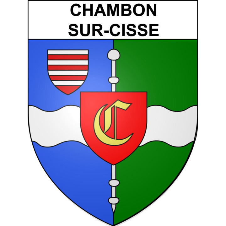 Pegatinas escudo de armas de Chambon-sur-Cisse adhesivo de la etiqueta engomada