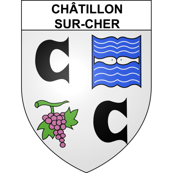Pegatinas escudo de armas de Châtillon-sur-Cher adhesivo de la etiqueta engomada
