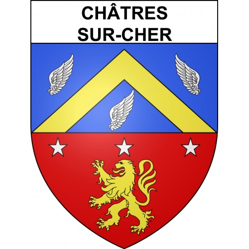 Pegatinas escudo de armas de Châtres-sur-Cher adhesivo de la etiqueta engomada