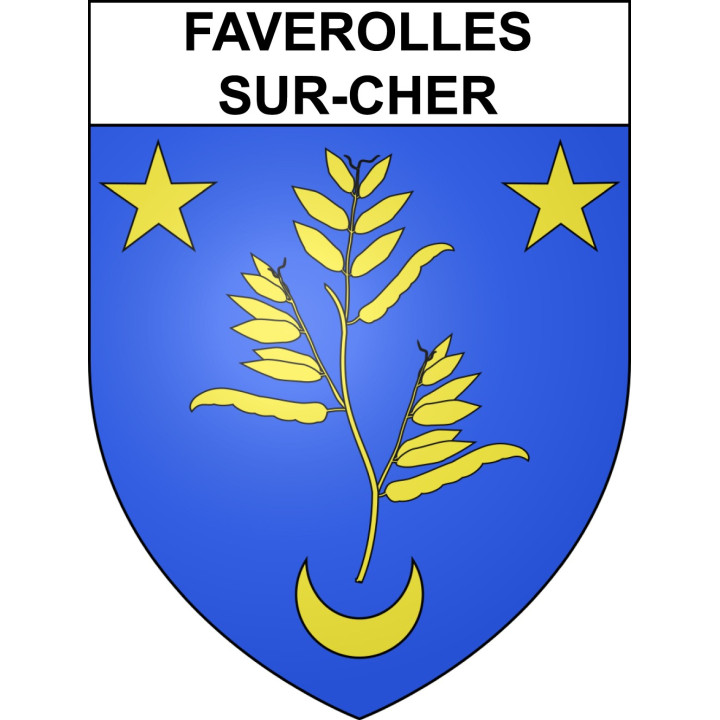 Pegatinas escudo de armas de Faverolles-sur-Cher adhesivo de la etiqueta engomada