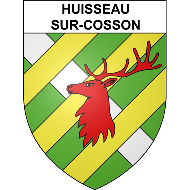 Pegatinas escudo de armas de Huisseau-sur-Cosson adhesivo de la etiqueta engomada