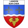 Langon-sur-Cher 41 ville sticker blason écusson autocollant adhésif