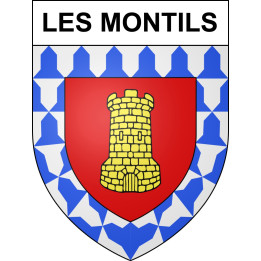 Pegatinas escudo de armas de Les Montils adhesivo de la etiqueta engomada