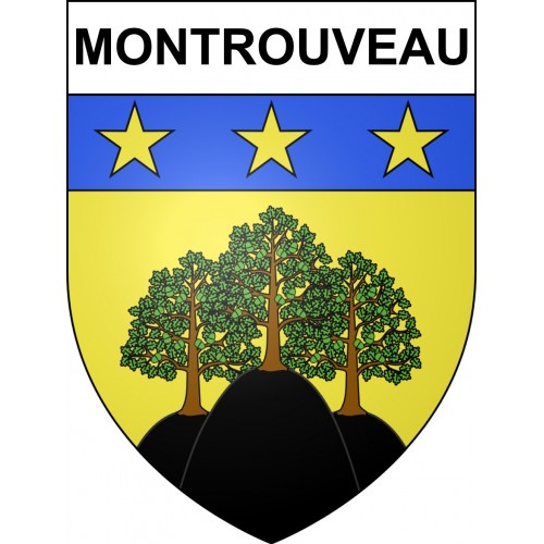 Pegatinas escudo de armas de Montrouveau adhesivo de la etiqueta engomada
