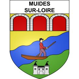 Pegatinas escudo de armas de Muides-sur-Loire adhesivo de la etiqueta engomada