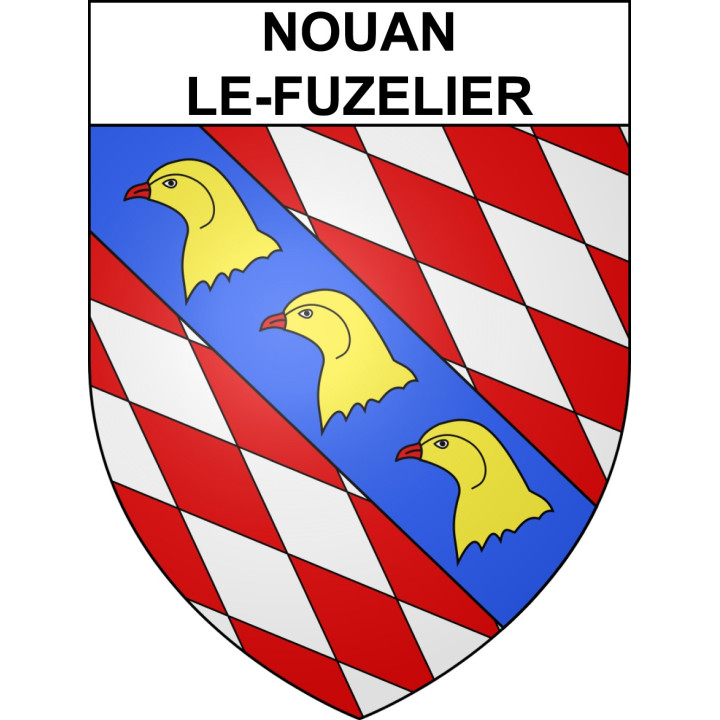Pegatinas escudo de armas de Nouan-le-Fuzelier adhesivo de la etiqueta engomada
