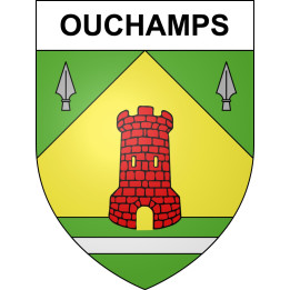 Pegatinas escudo de armas de Ouchamps adhesivo de la etiqueta engomada
