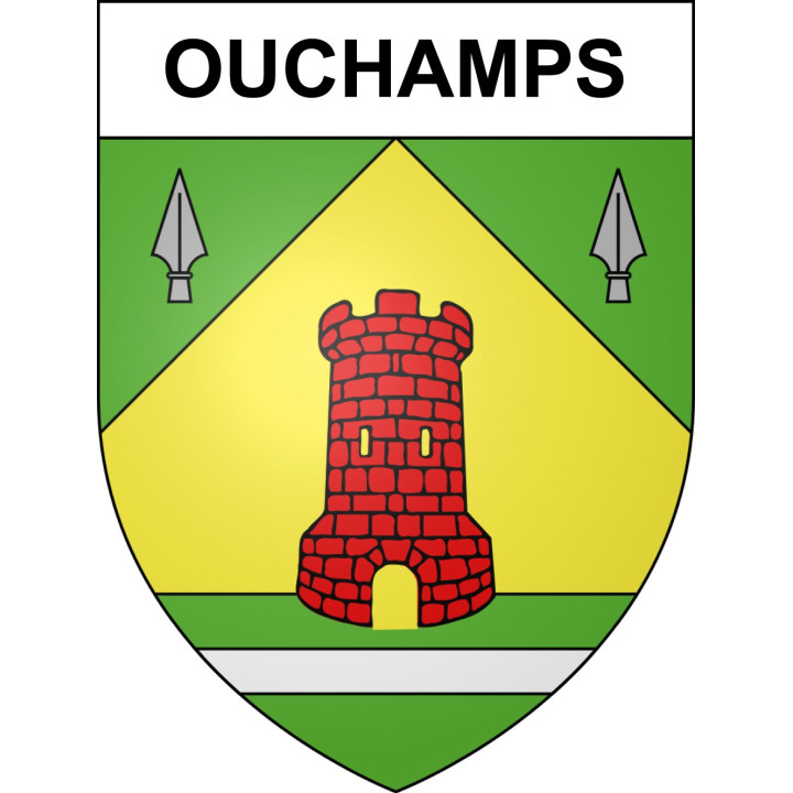 Pegatinas escudo de armas de Ouchamps adhesivo de la etiqueta engomada