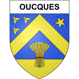 Pegatinas escudo de armas de Oucques adhesivo de la etiqueta engomada