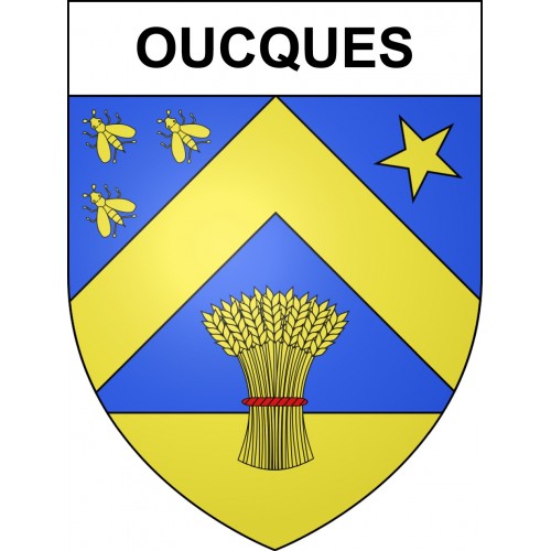Pegatinas escudo de armas de Oucques adhesivo de la etiqueta engomada