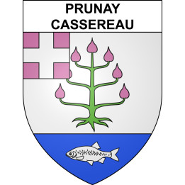 Pegatinas escudo de armas de Prunay-Cassereau adhesivo de la etiqueta engomada